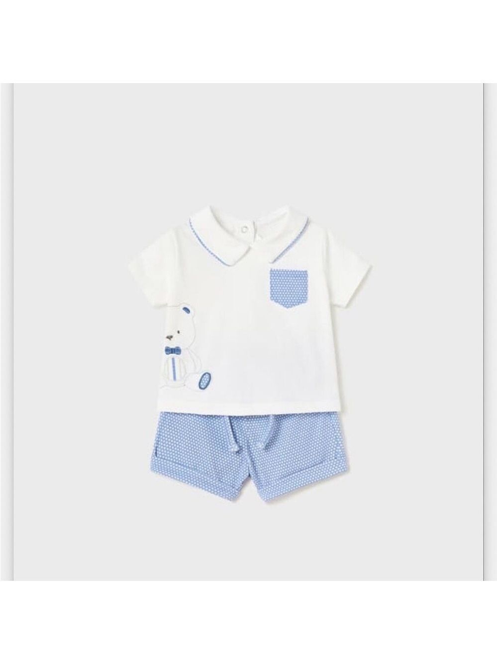 Mayoral Kids Set with White Top and Blue Shorts
